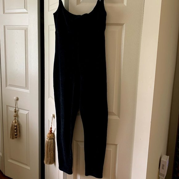 Vintage early 1980s black velvet jumpsuit from New Zealand brand Street Life